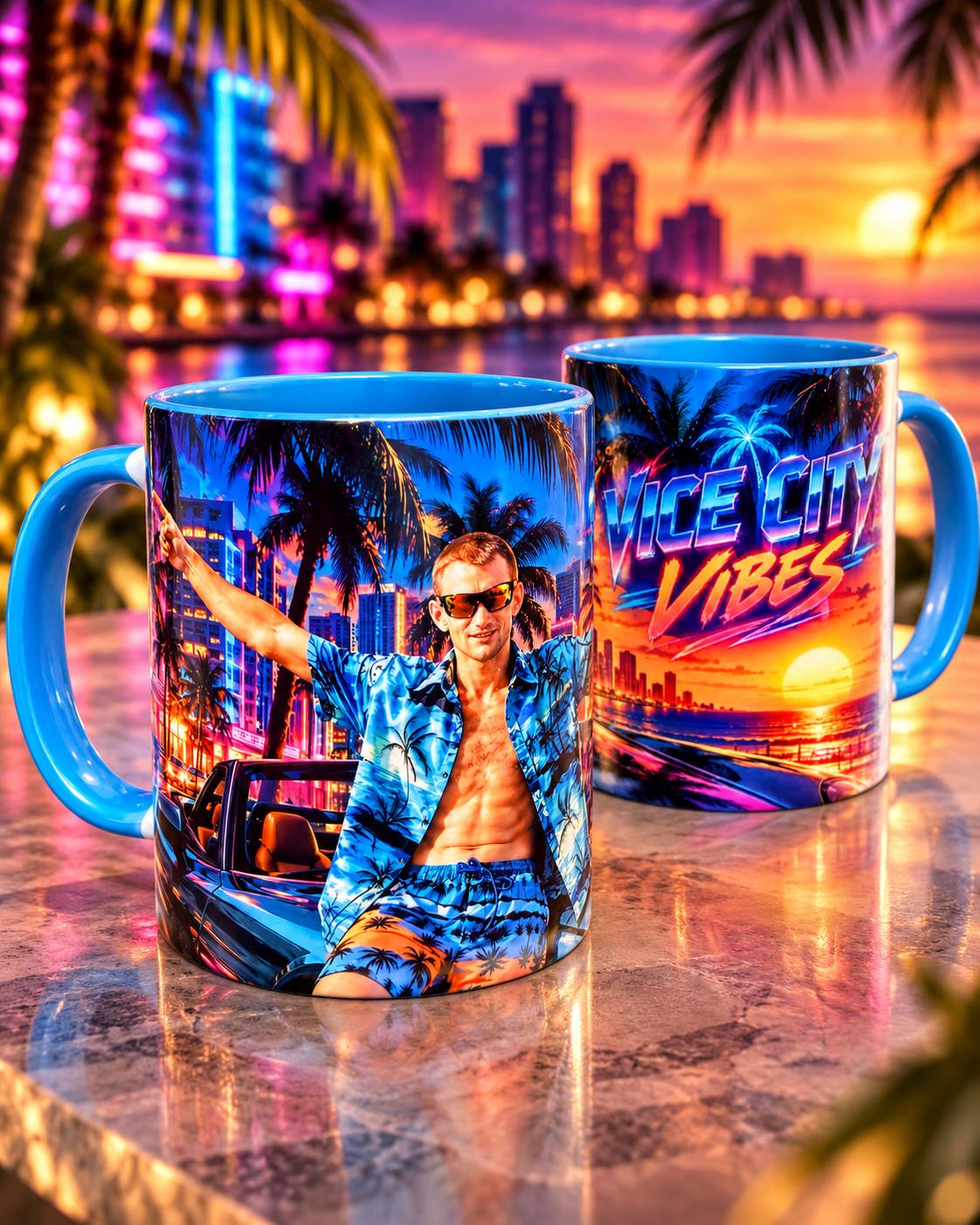 GTA Vice City Custom AI Art Ceramic Mug – Personalized Photo Keepsake