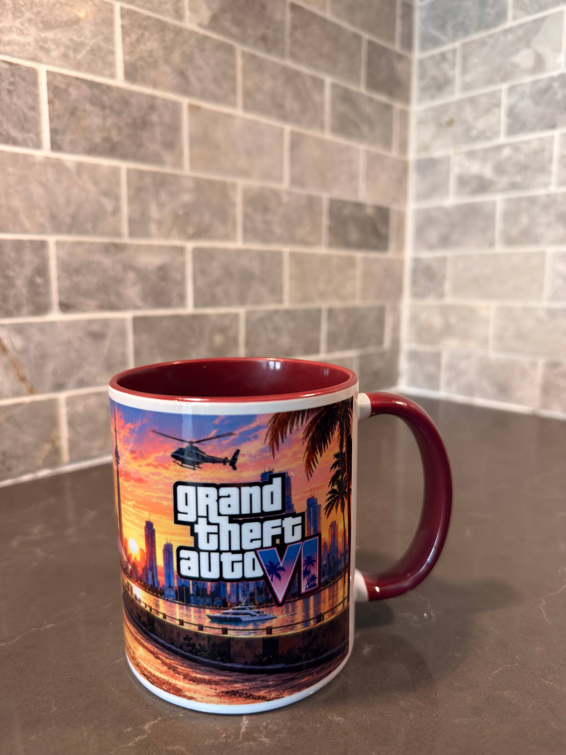 GTA6 Style Custom AI Art Ceramic Mug – Personalized Photo Keepsake